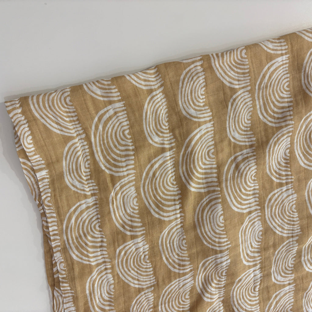 Cotton muslin infant swaddle | 45 x 45" \ Beige with white rainbows