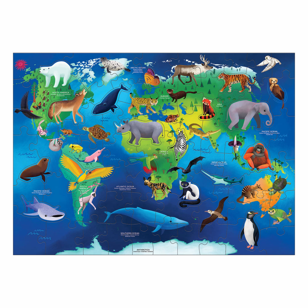 Endangered Species Map Puzzle | 80 Pieces | Ages  3-10 years | full puzzle