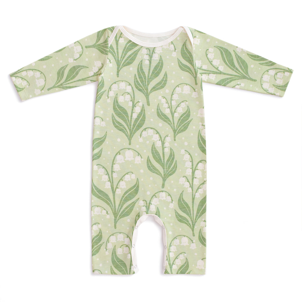 Infant romper floral print with long sleeves. Perfect newborn gift. Organic cotton. 