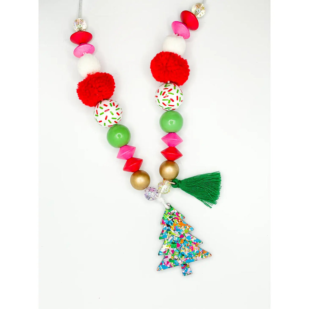 Hazel & Ollie Kids Christmas Tree Bead Necklace | for Ages 2+ | wood & acrylic beads | acrylic tree charm