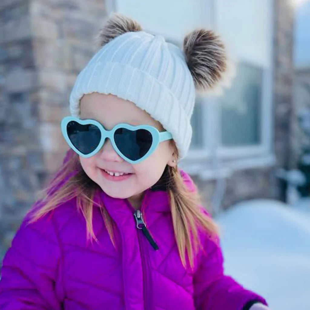 Aqua Heart Shaped Grey Polarized Lens Toddler Sunglasses