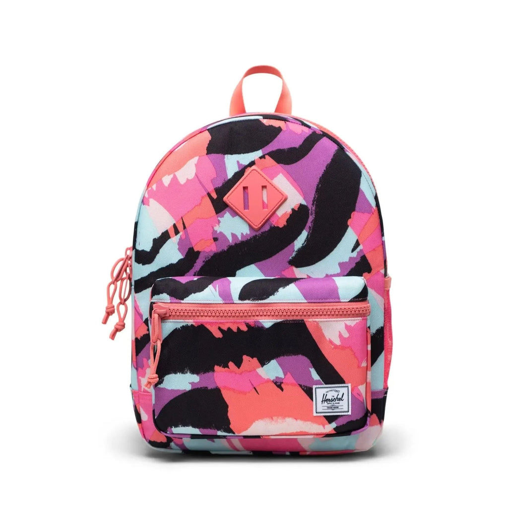 Herschel Youth Backpack | styled for 8-12 years | Tiger Spots print | laptop sleeve | front pocket | water bottle holder  | made from recycled fabrics | 15"(H) x 12"(W) x 5.75"(D)