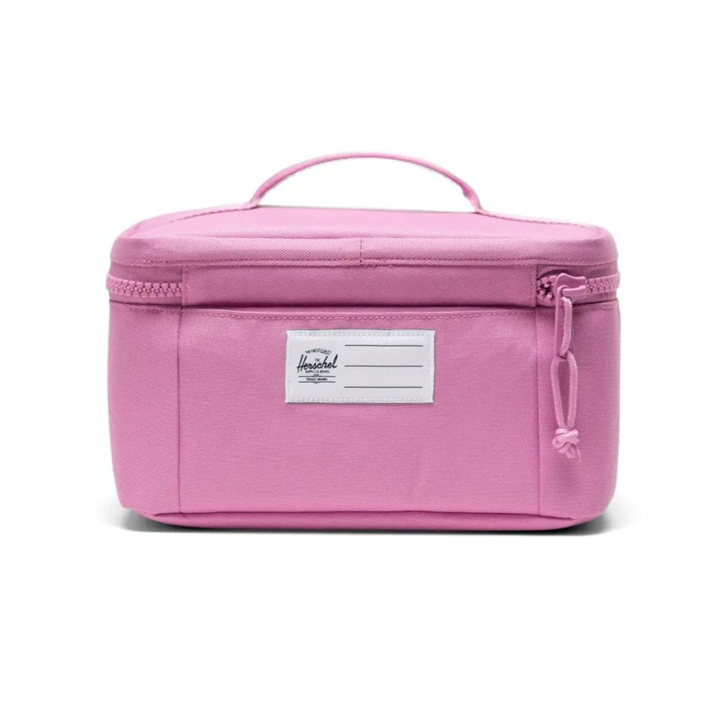 Herschel Lunch Box Little is designed to fit inside the Herschel heritage backpacks. This design is pink with brown trim. back