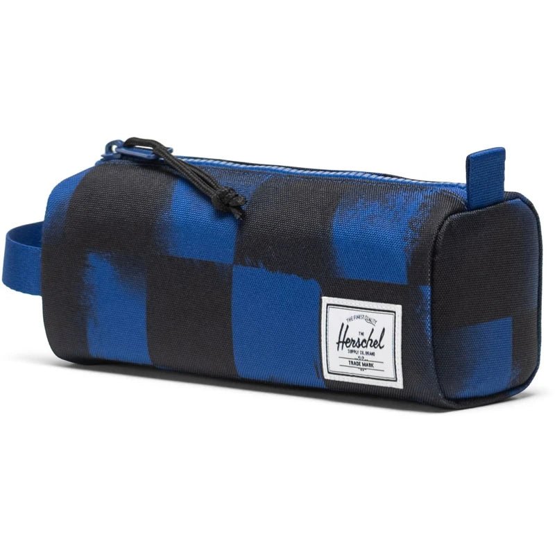 Blue/black check print Herschel pencil case 