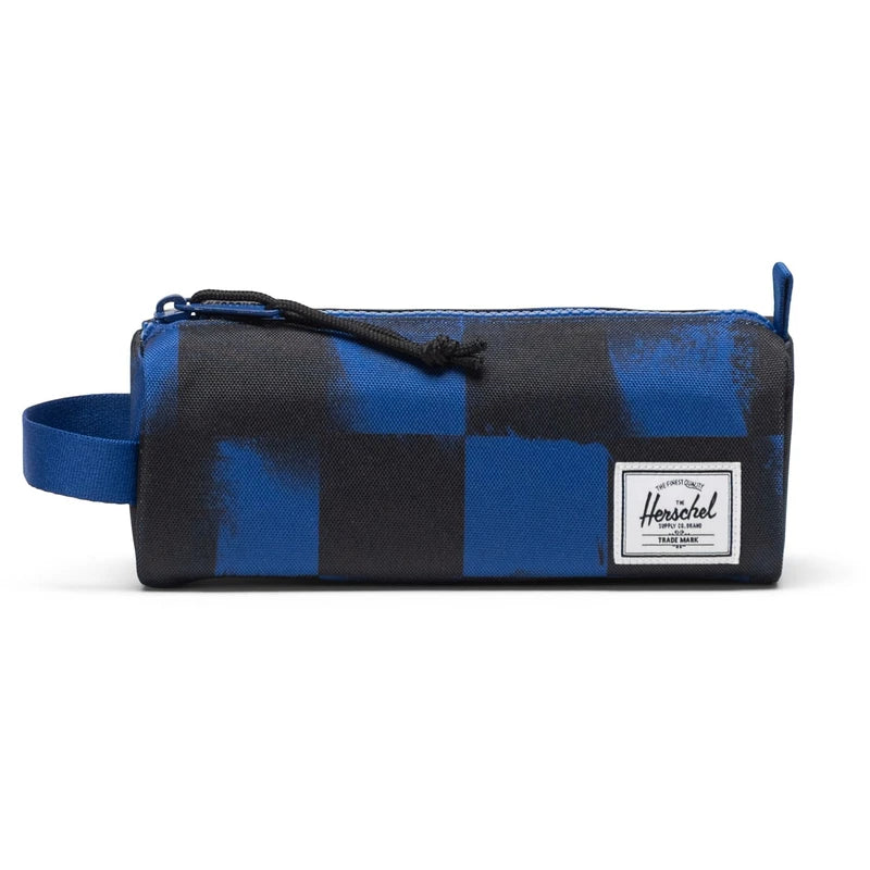 Blue/black check print Herschel pencil case 