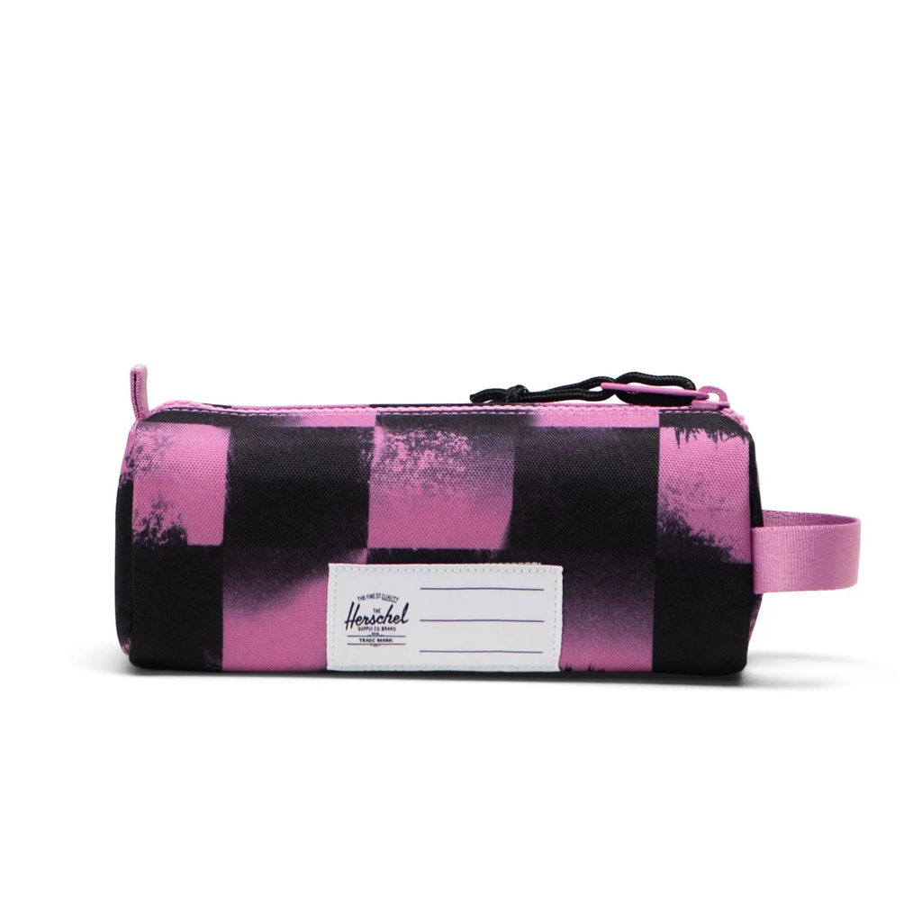 pink/black check print Herschel pencil case 