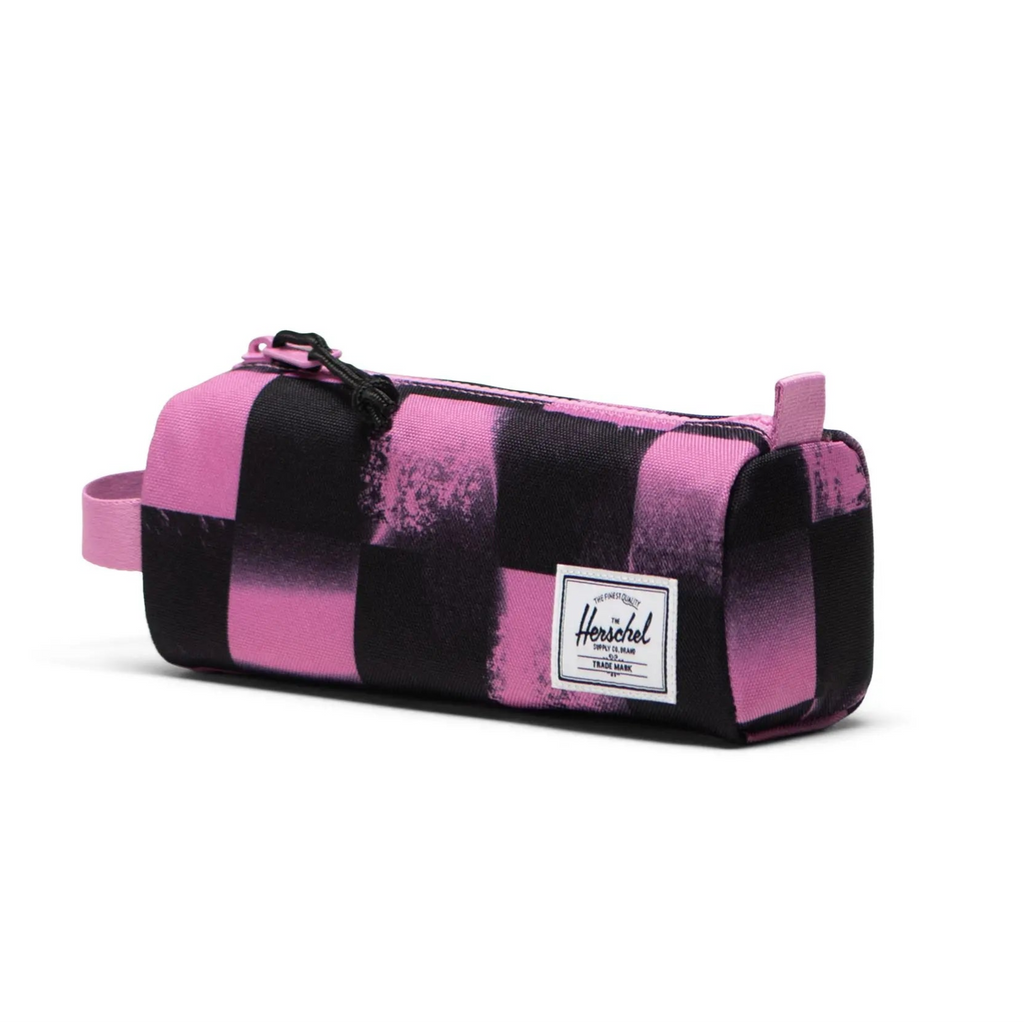 pink/black check print Herschel pencil case 