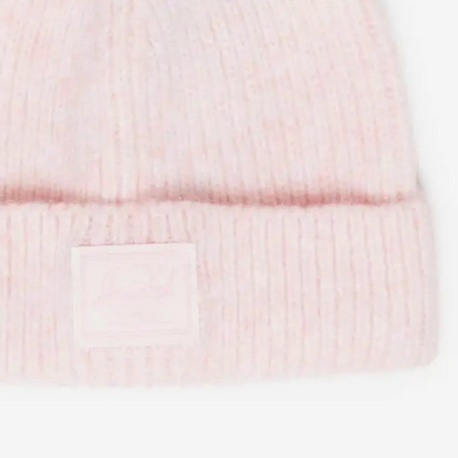 Ultra soft wool blend pale pink baby beanie | 0-6m and 6-12m sizes - closeup