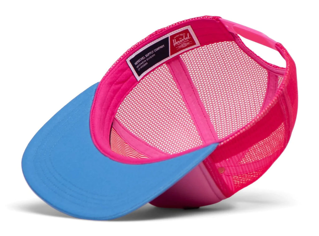 Herschel Trucker hat | Kids 5+ | Strawberry Pink with Blue Flat Brim