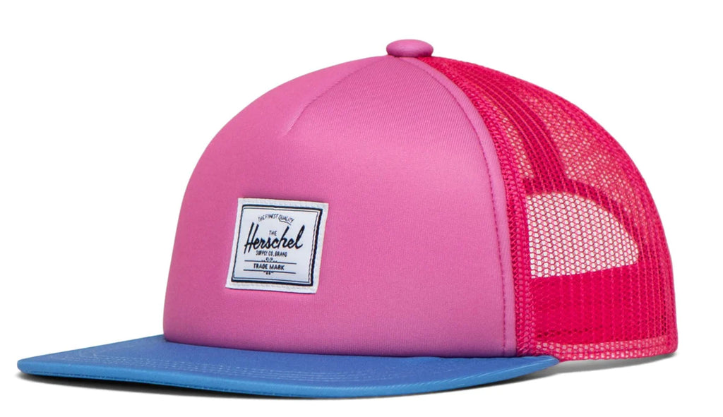 Herschel Trucker hat | Kids 5+ | Strawberry Pink with Blue Flat Brim