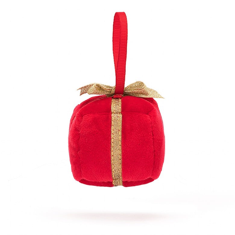 Jellycat Stuffed Ornament | Red Present | 3" tall | Soft and Squishy - side
