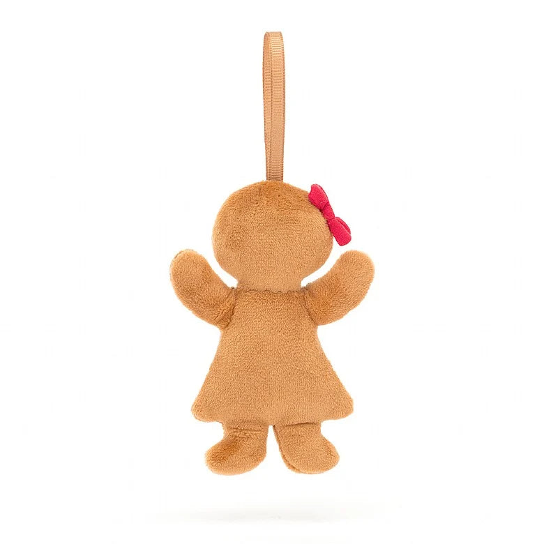 Jellycat Stuffed Ornament | Gingerbread Girl | 4" tall | Soft and Squishy - back