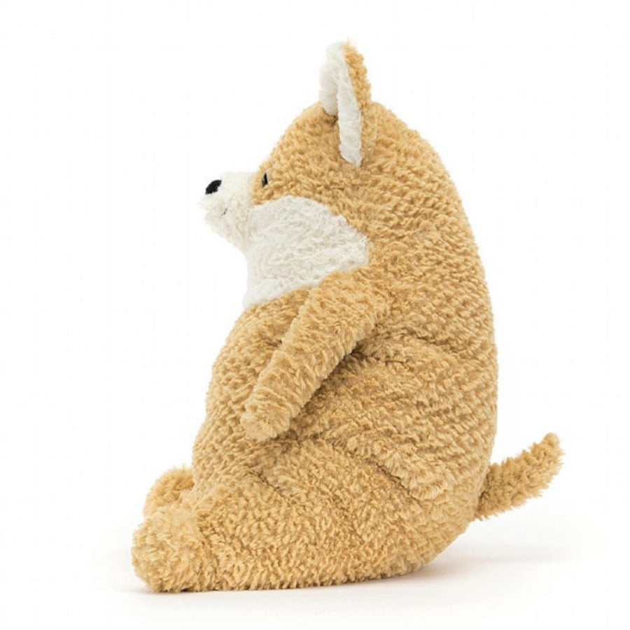 Amore Corgi Stuffed Animal from Jellycat | 10" high | For all Ages | Super Soft and Fluffy - side view