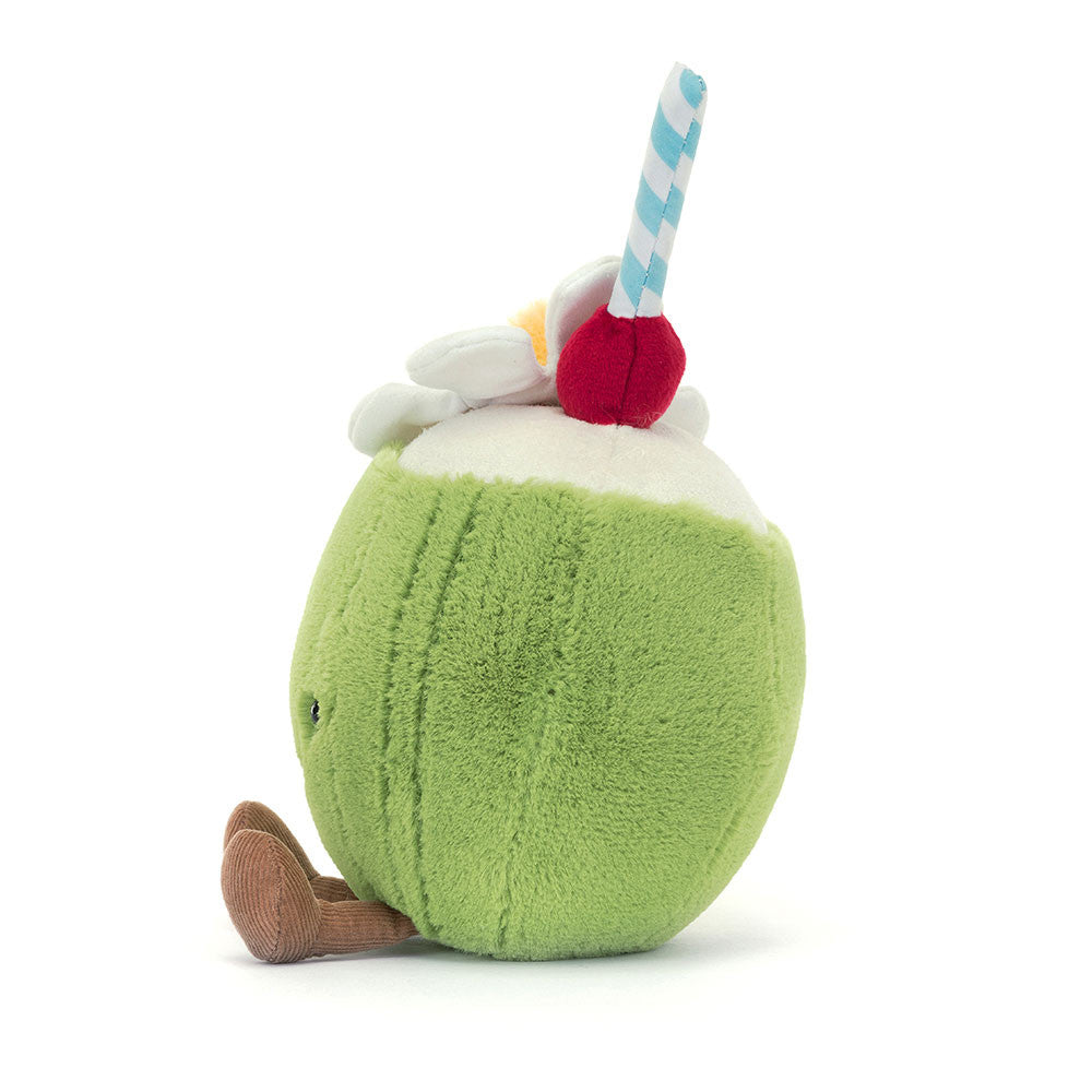 Jellycat Amuseables Aruba Coconut | 5.9in x 4.3in x 3.5in | Sitting height 4.7" | side view