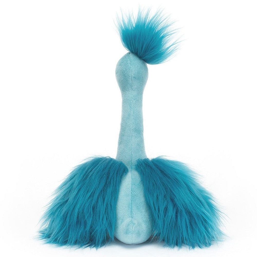 Jellycat Fou Fou Peacock Stuffed Play Animal | 8" high | Super Fluffy and Soft | For Ages 2 and Up - back view