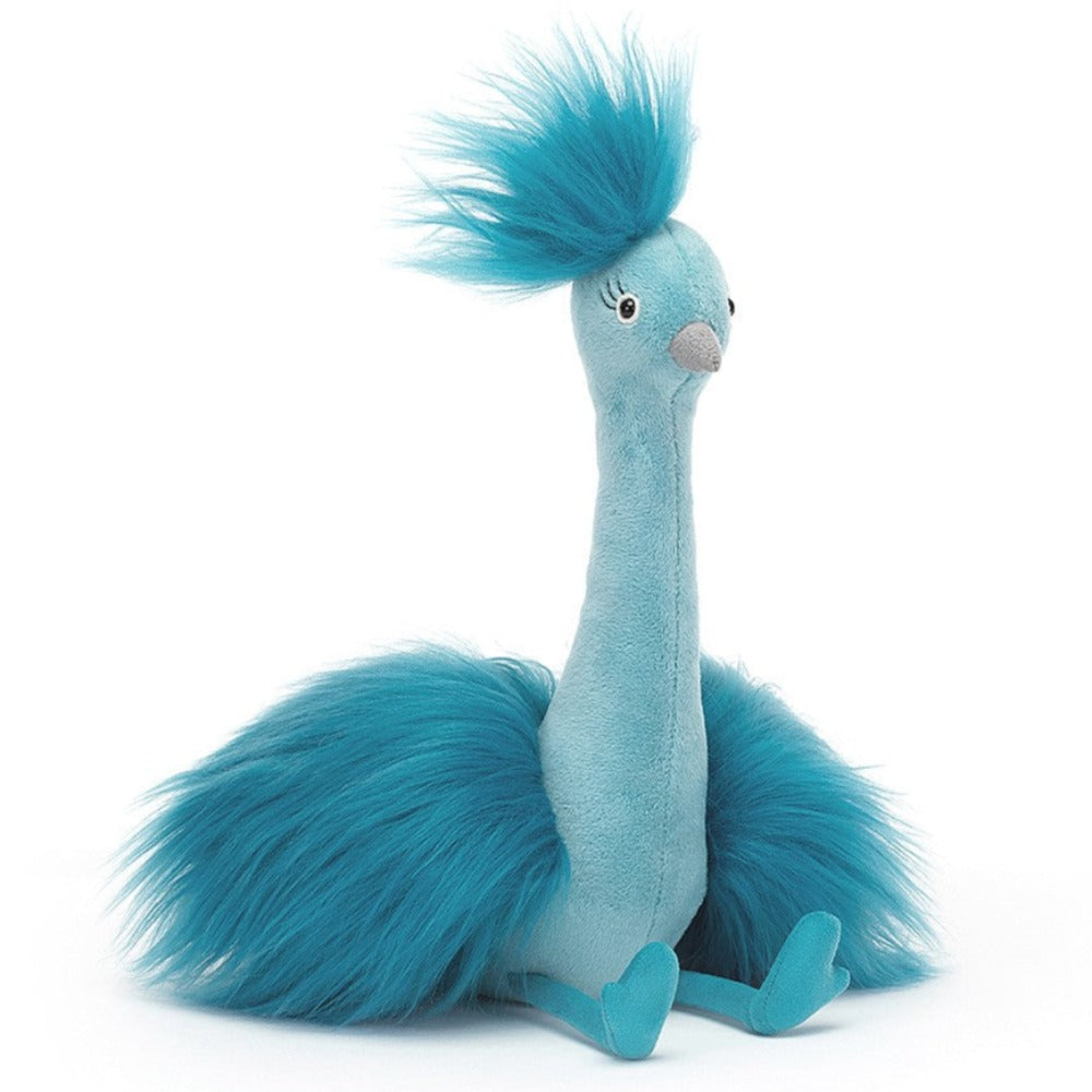 Jellycat Fou Fou Peacock Stuffed Play Animal | 8" high | Super Fluffy and Soft | For Ages 2 and Up