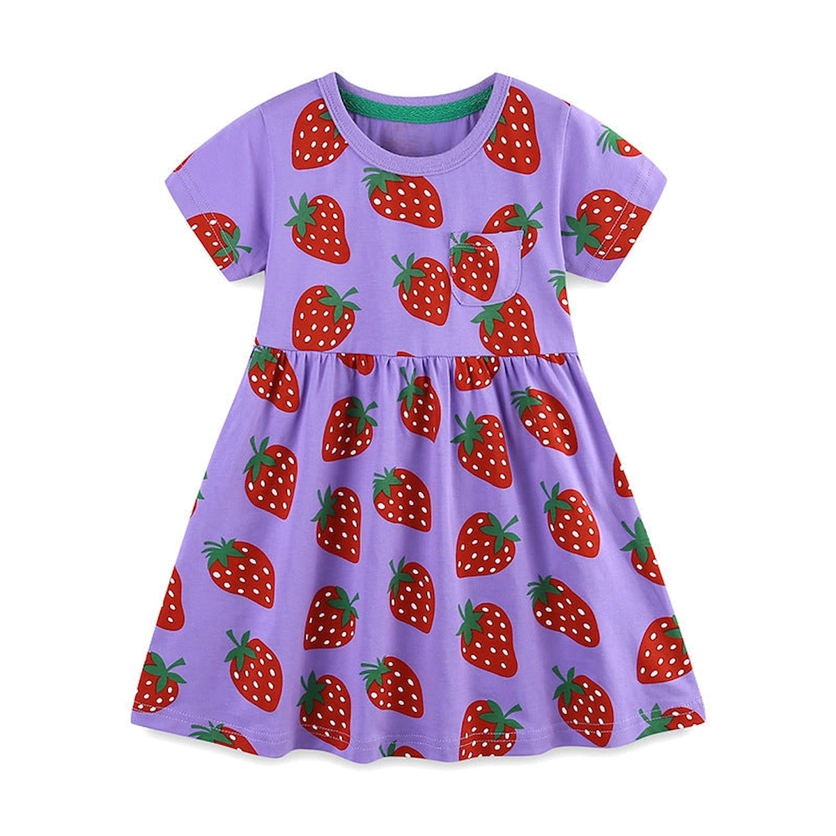 Toddler/Kid Girl's Strawberry Print Design Purple Dress 7 Toddler/Kid Girl's Strawberry Print Design Purple Dress 7