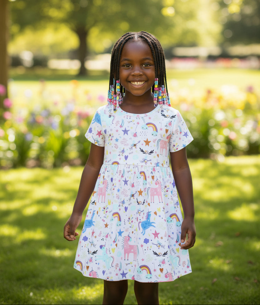 cotton on unicorn dress Girls Unicorn Cotton Dress: Ruffle Sundress