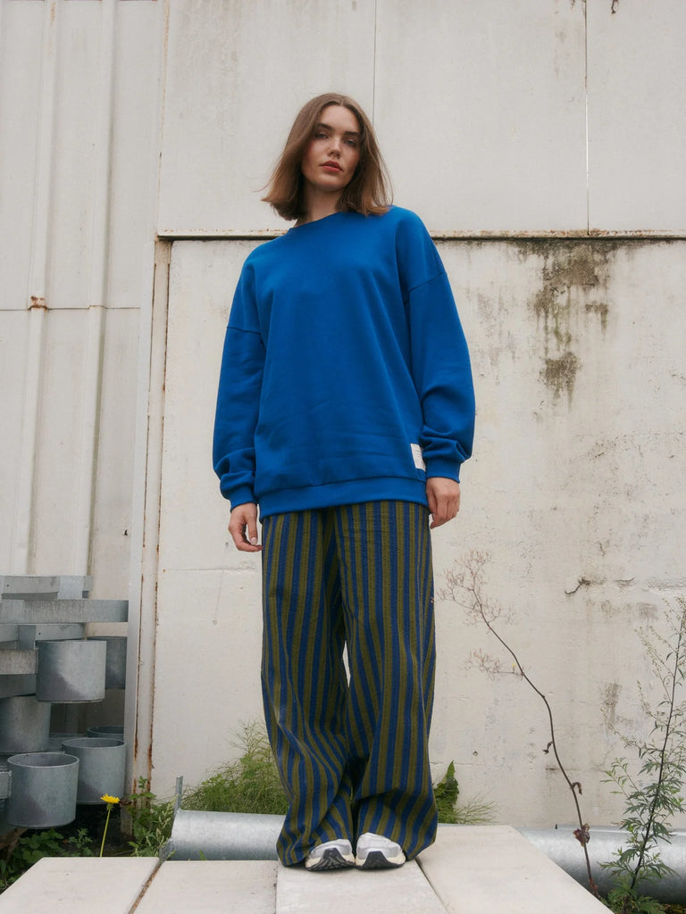 brown and dark blue stripe seersucker | elastic waist | womens sizes |  