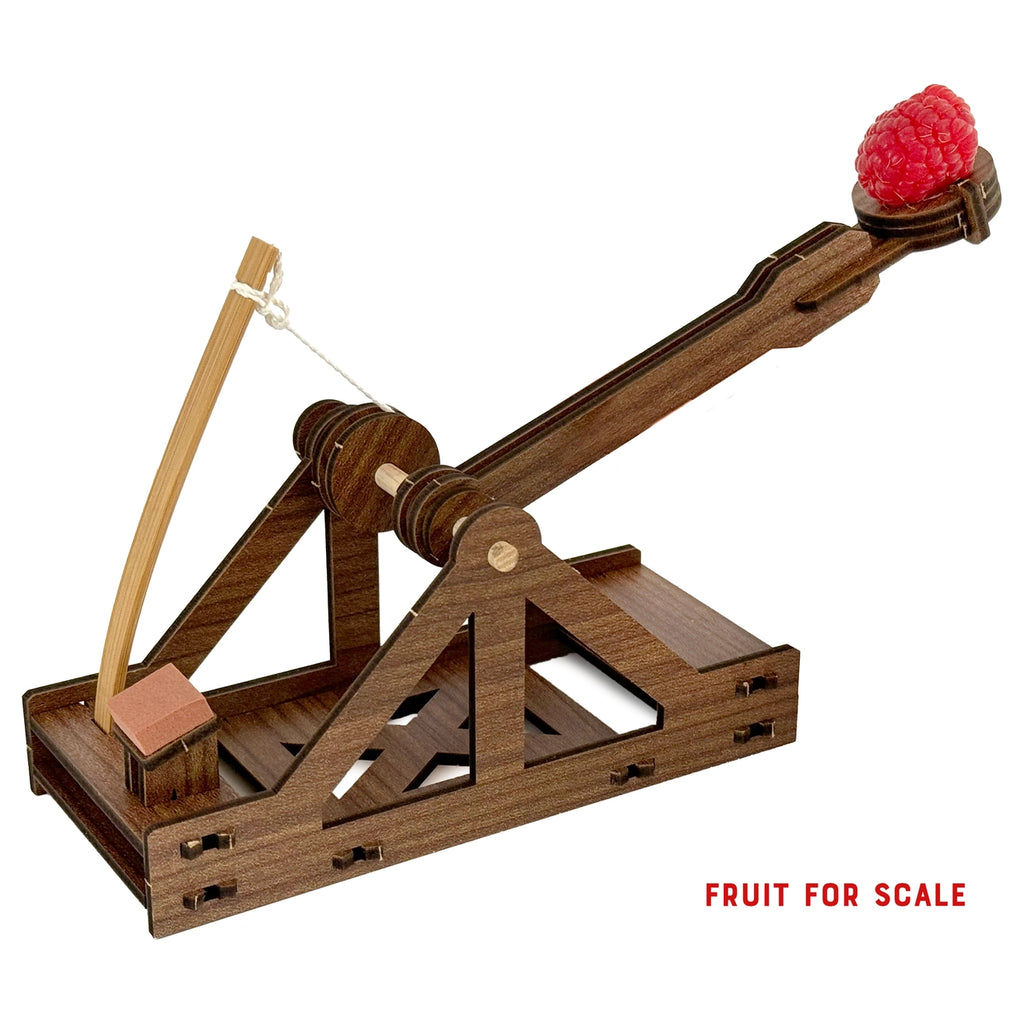 Build a mini catapult | A historic replica of Leonardo Da Vinci’s design | ages 8 and up | teaches simple machine design | Estimate 30 minute  build time | 7"x2.5"x3.5" build