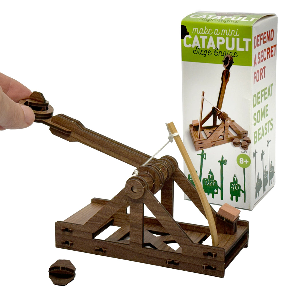 Build a mini catapult | A historic replica of Leonardo Da Vinci’s design | ages 8 and up | teaches simple machine design | Estimate 30 minute  build time | 7"x2.5"x3.5" build