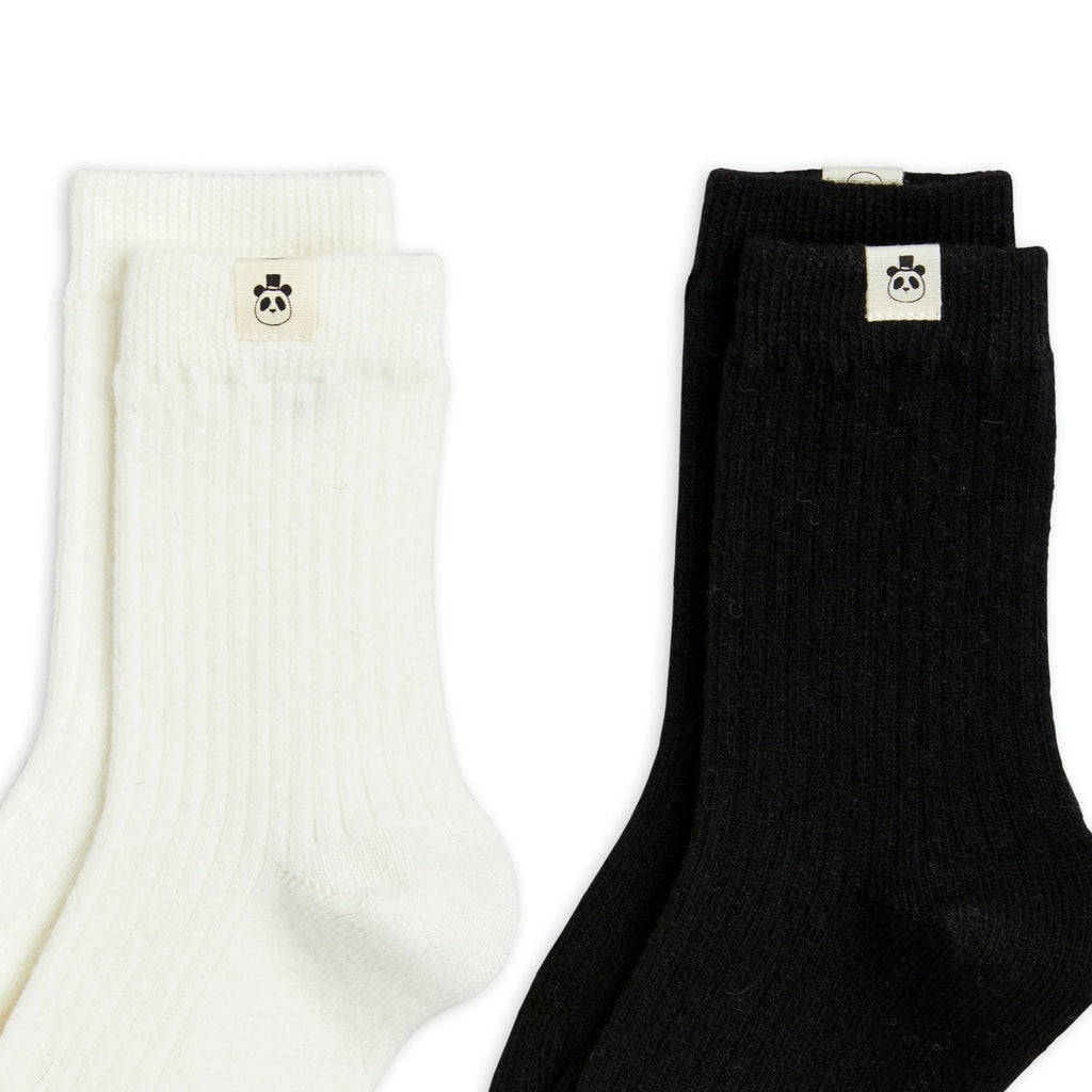 Cotton/Wool blend Mini Rodini Basic Socks | 2-pack | Black and White 
