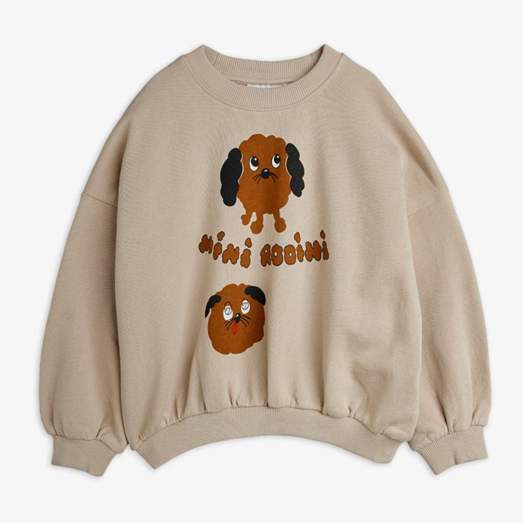Mini Rodini Dog Print Kids Sweatshirt | organic cotton | relaxed fit | light grey |