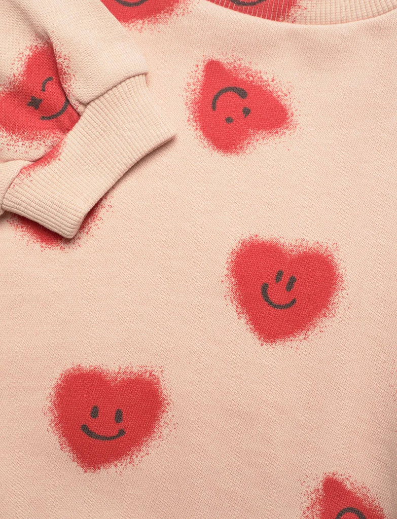 Happy Hearts infant Sweatshirt | organic cotton | snap close at shoulder  - closeup