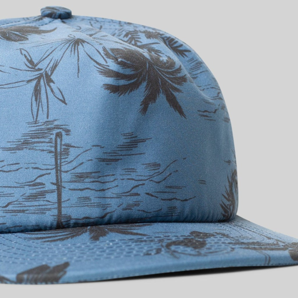 Munster flat brim blue hat with tropical beach print | one size | adjustable snapback | Youth size