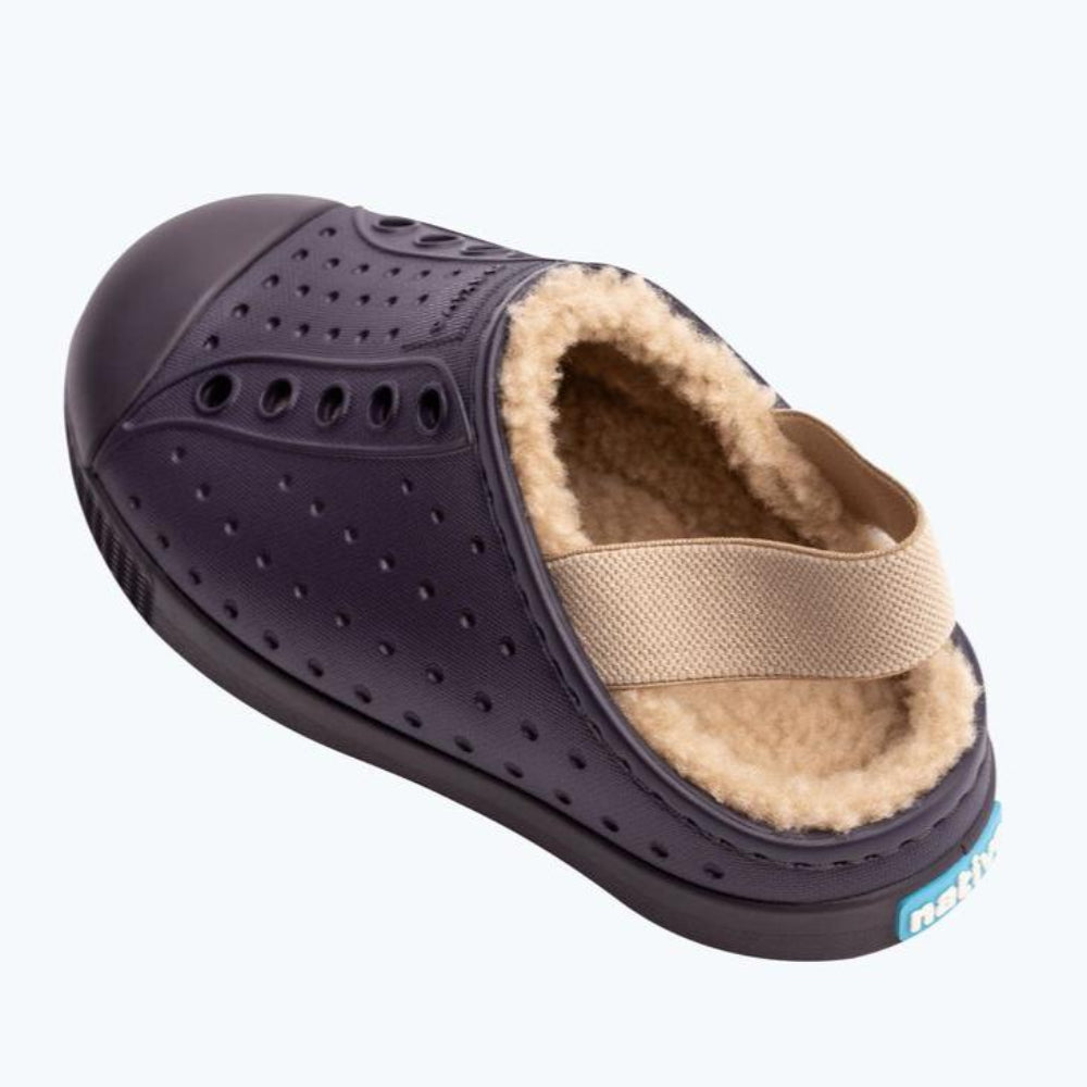 Native Cozy Fleece Lined Purple Clogs for Toddlers Kids – Black