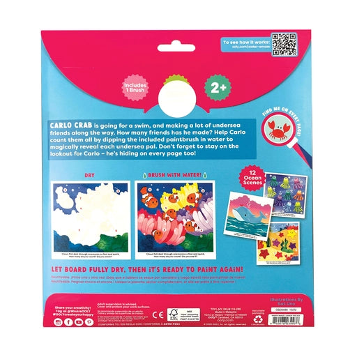 Ooly Water Board Paint Set for Kids - 12 paintable boards - package back
