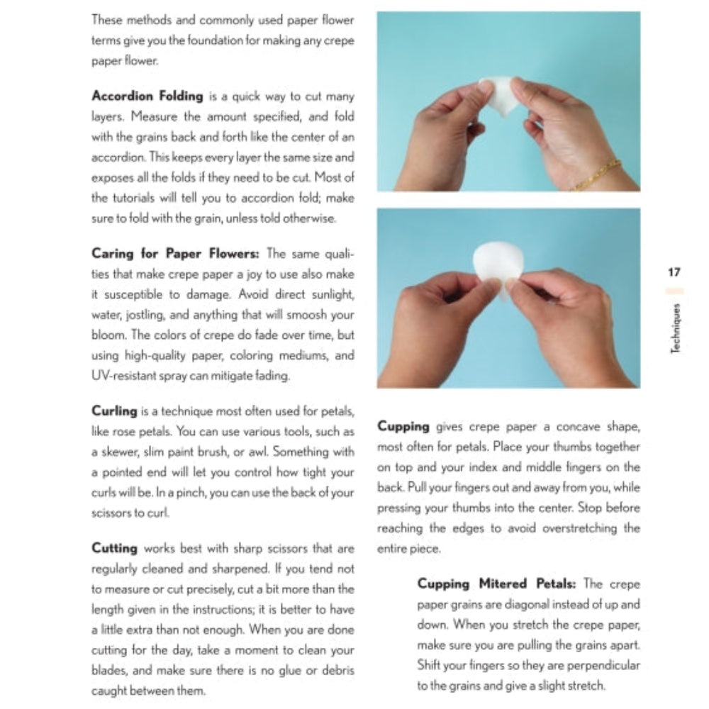 New Art of Paper Flowers - The Complete Guide | All Ages | All skill levels | Instructions for over 30 types of flowers | > 250 pages | sample instruction sheet