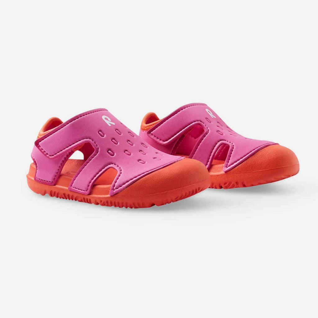 Ultra lightweight pink water sandal | generous toe box for active feet | Fluorocarbon & PVC free | velcro close both sides of foot | machine washable