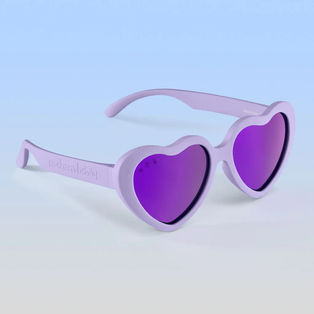 Lilac Heart Shaped Purple Polarized Mirror Lens Kids Sunglasses