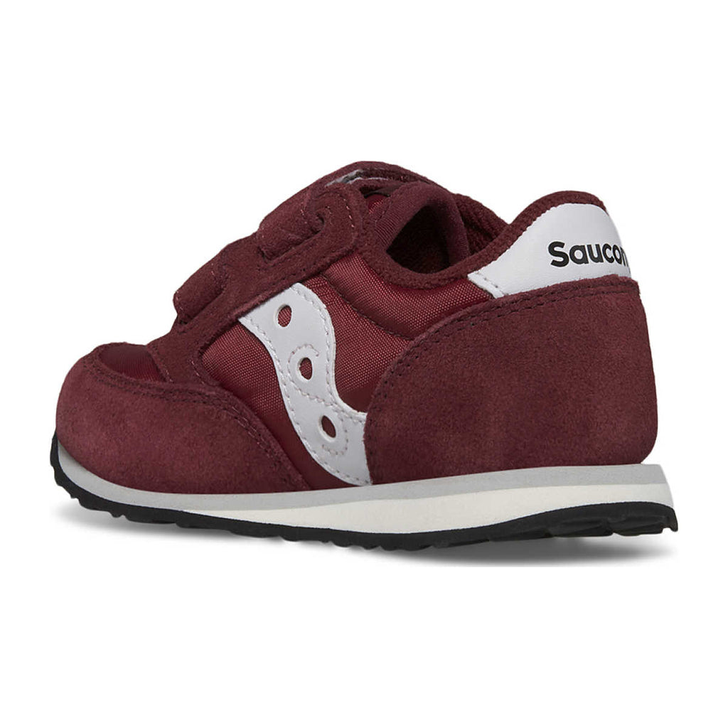 Saucony Baby Jazz Sneaker in Burgundy | Hook & Loop Close | Kids size 5 thru 9.5 | Quality Support for Growing Feet - back heel
