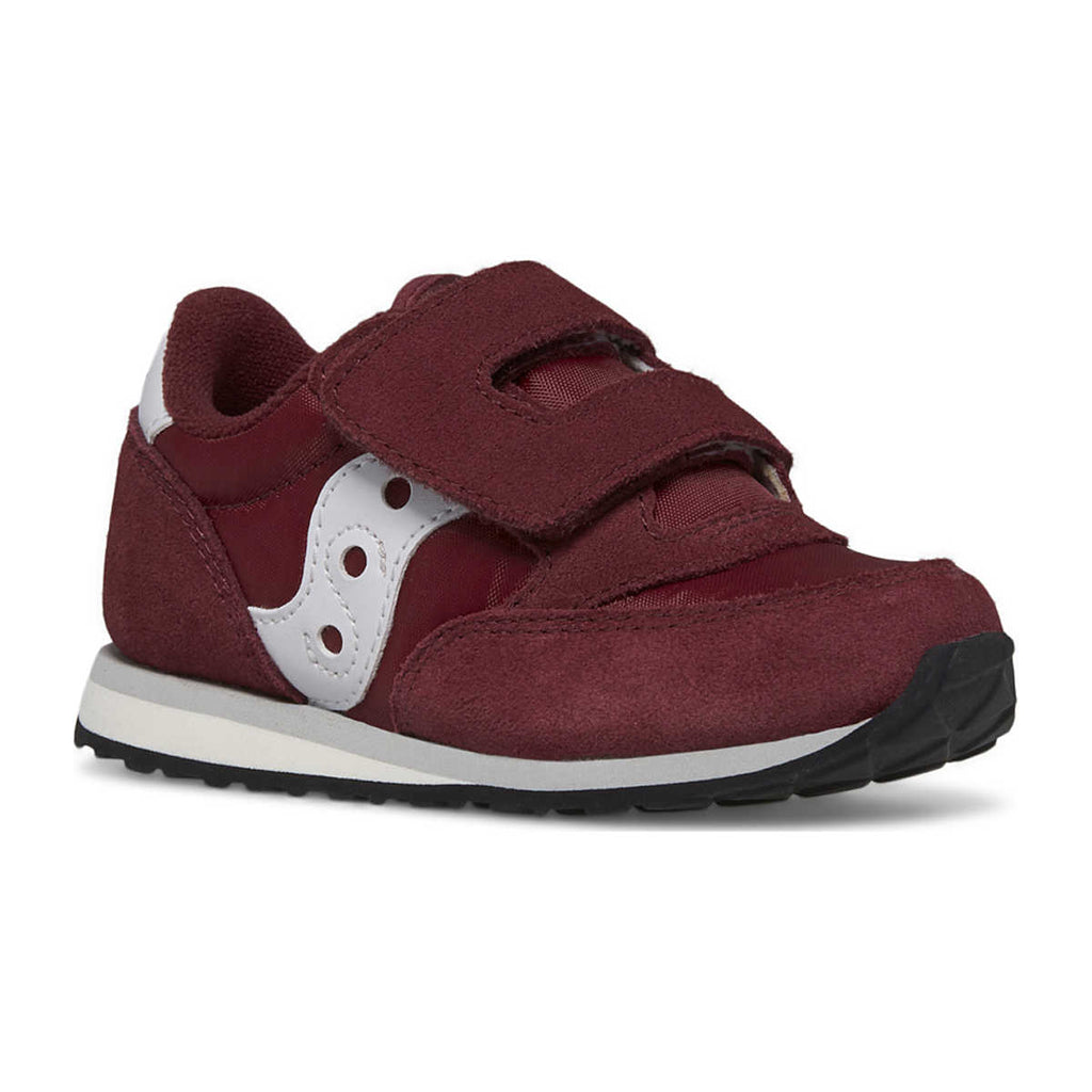 Saucony Baby Jazz Sneaker in Burgundy | Hook & Loop Close | Kids size 5 thru 9.5 | Quality Support for Growing Feet - side view