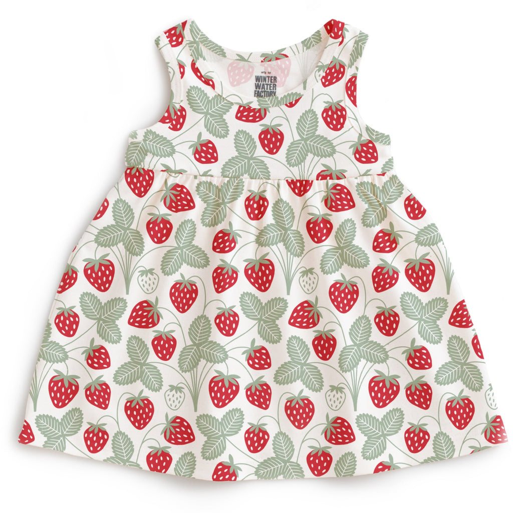 Strawberry all-over print baby dress | sleeveless | summer dress | all cotton