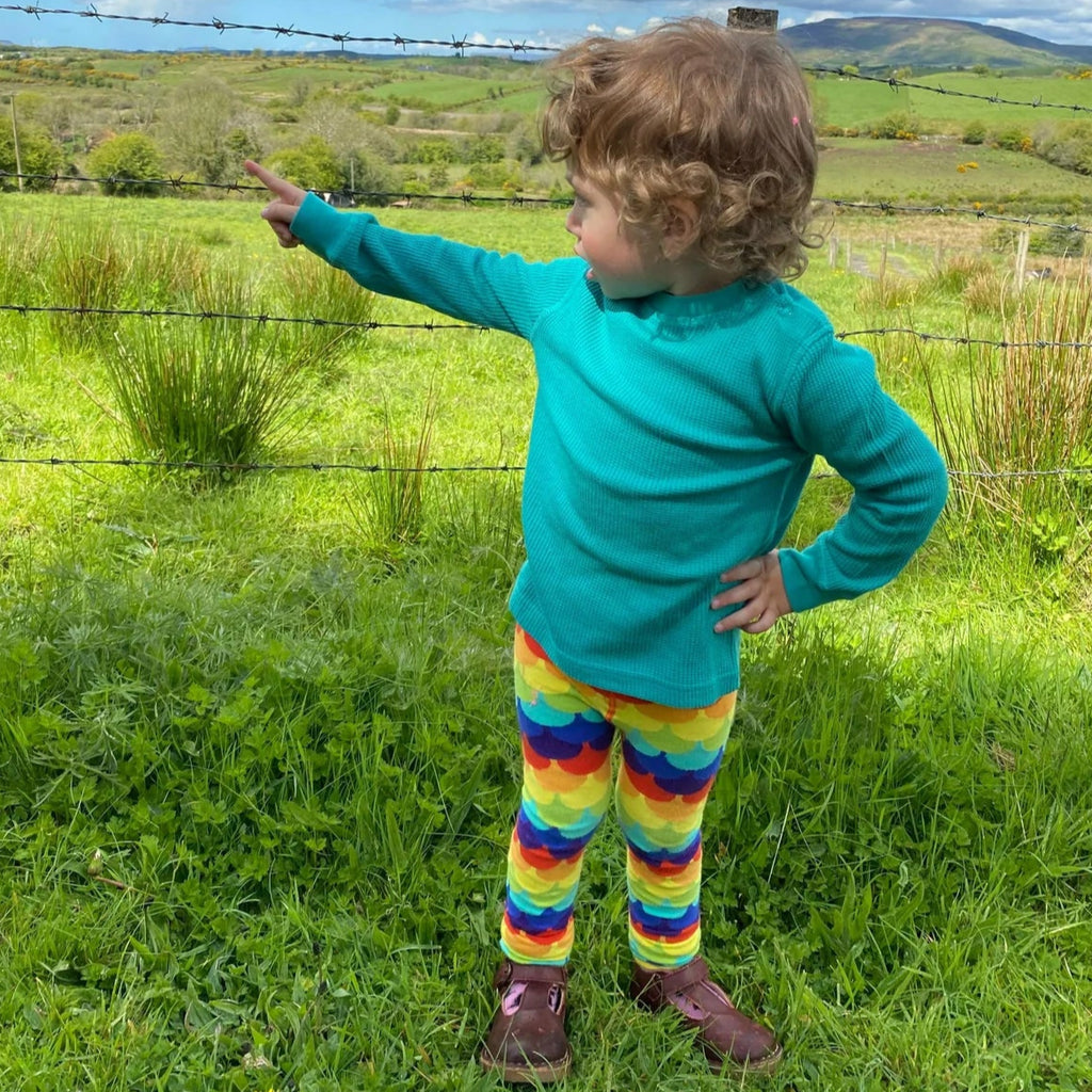 Teal waffle top and bottom set | ribbing at wrist and ankles | stretchy and comfortable anytime | can be a base layer or stand on its own | top only on display in this image