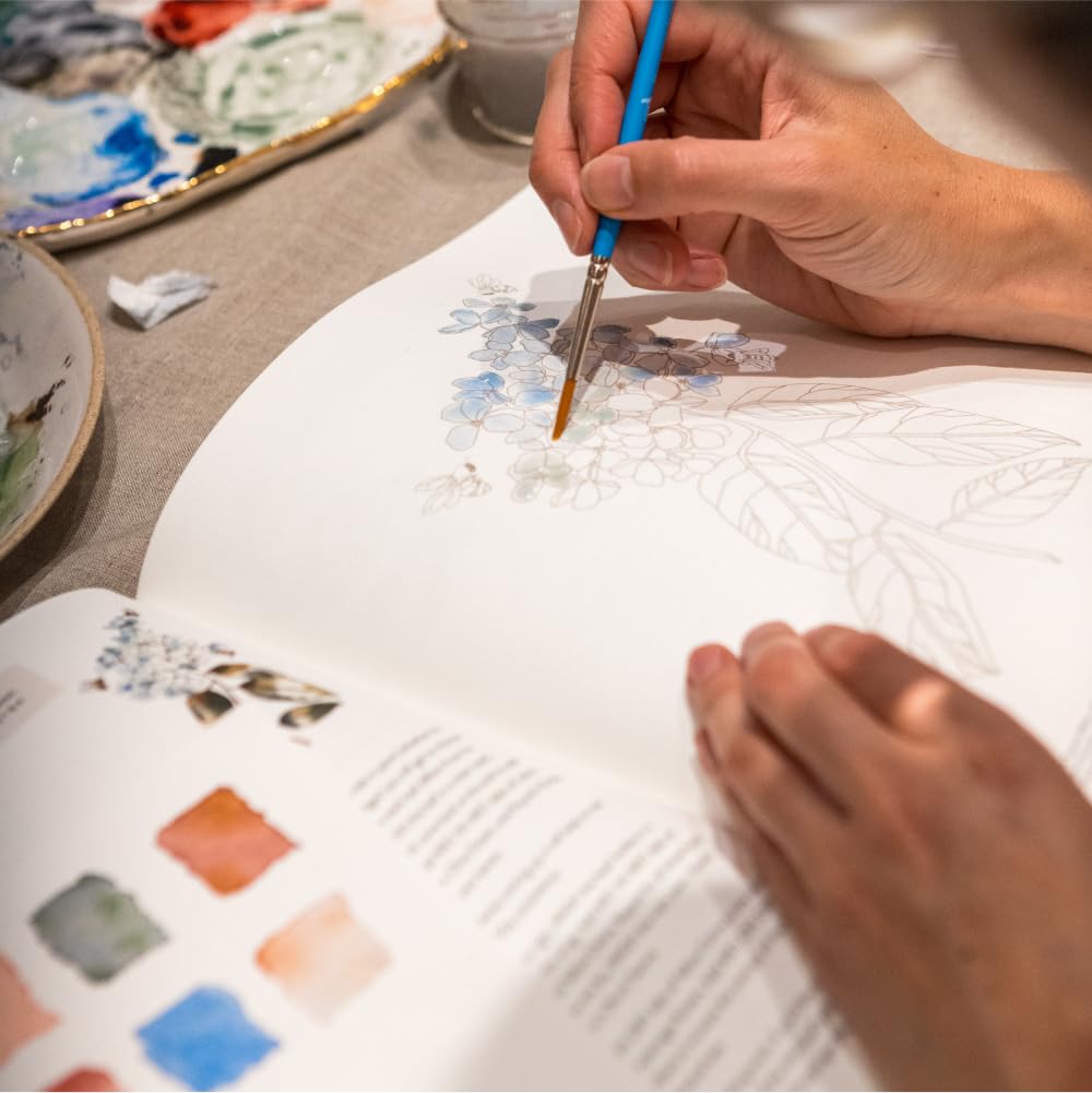 Watercolor Workbook - 30 minute beginners botanical projects | 25 projects | All ages | 88 pages