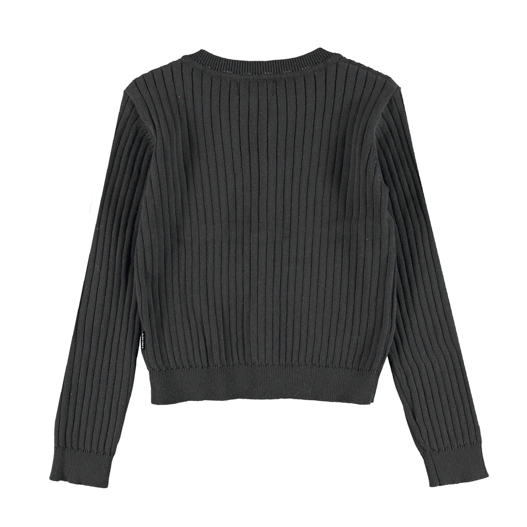 Molo Ribbed Dark Grey Button Down Sweater - back