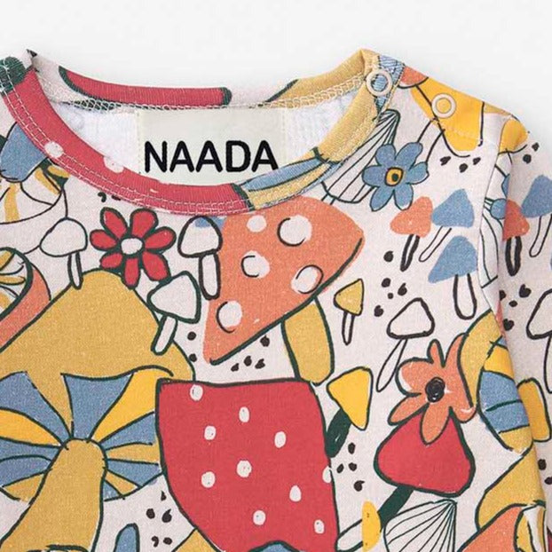 Tons of Colorful Mushroom Print Kids Long Sleeve Shirt by Naada formerly nadadelazos