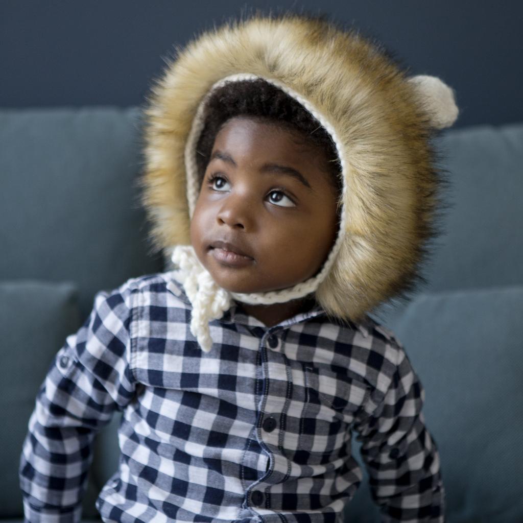 Cream Knit Lion Faux Fur Hat  - lifestyle