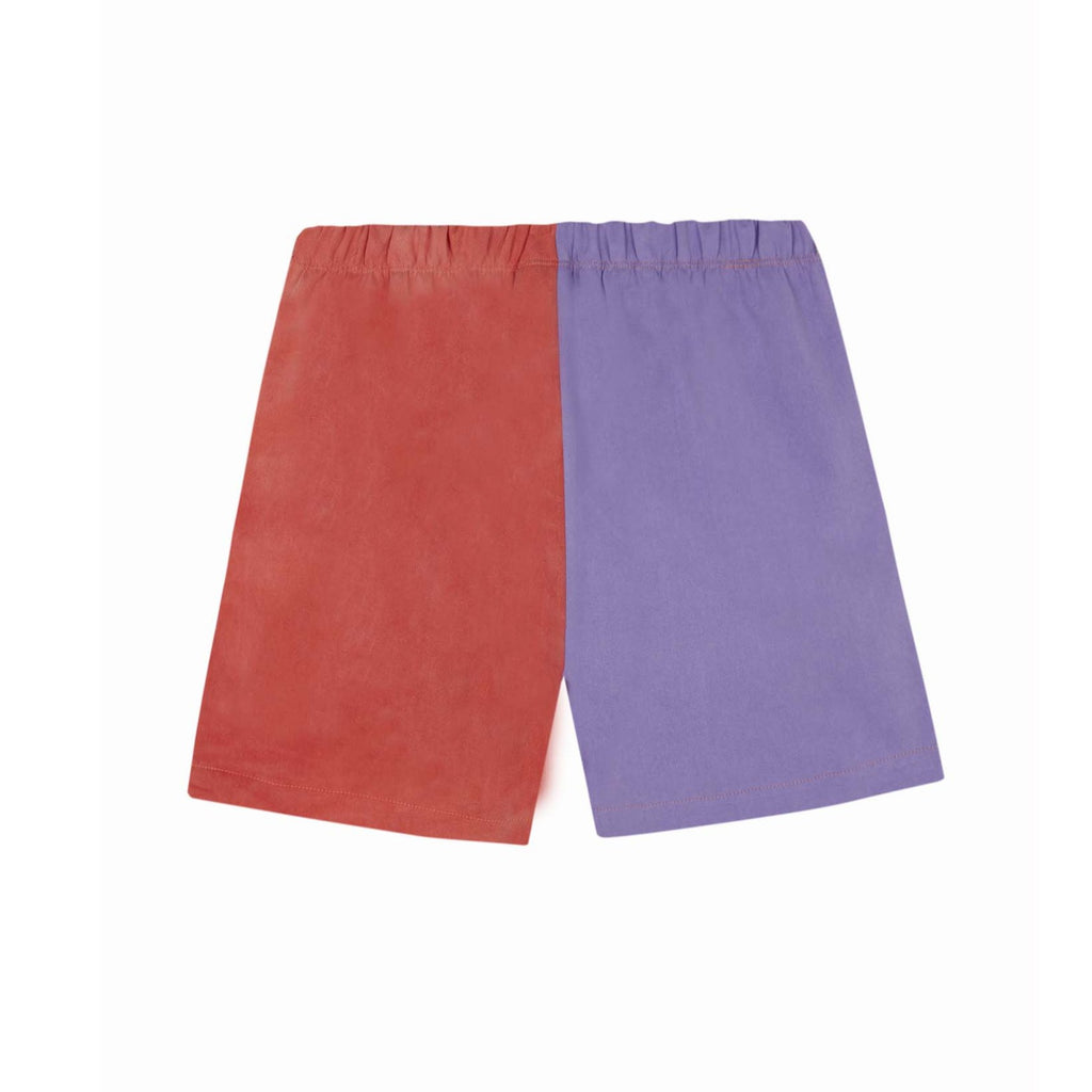 Tri-Color Organic Cotton Shorts - Cream/Purple/Red - back