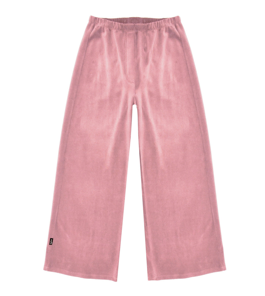 Wide-leg Pink Velour Kids Pant 