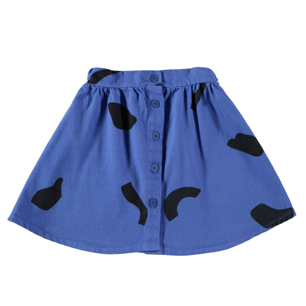 Organic cotton Blue Twill Kids Front Button-Up Skirt 