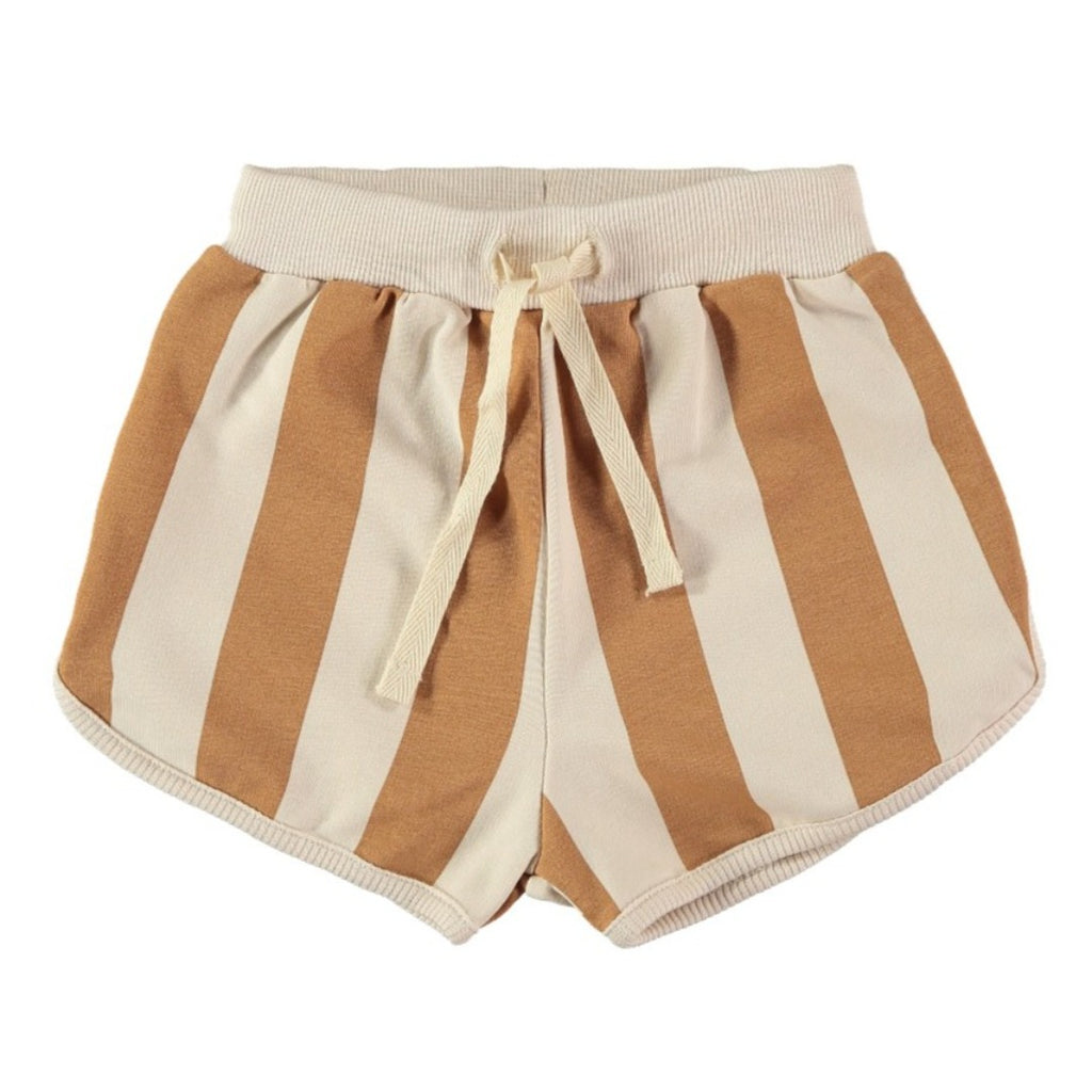Babyclic Organic Cotton Shorts - Wide Stripes in Cream & clay colors