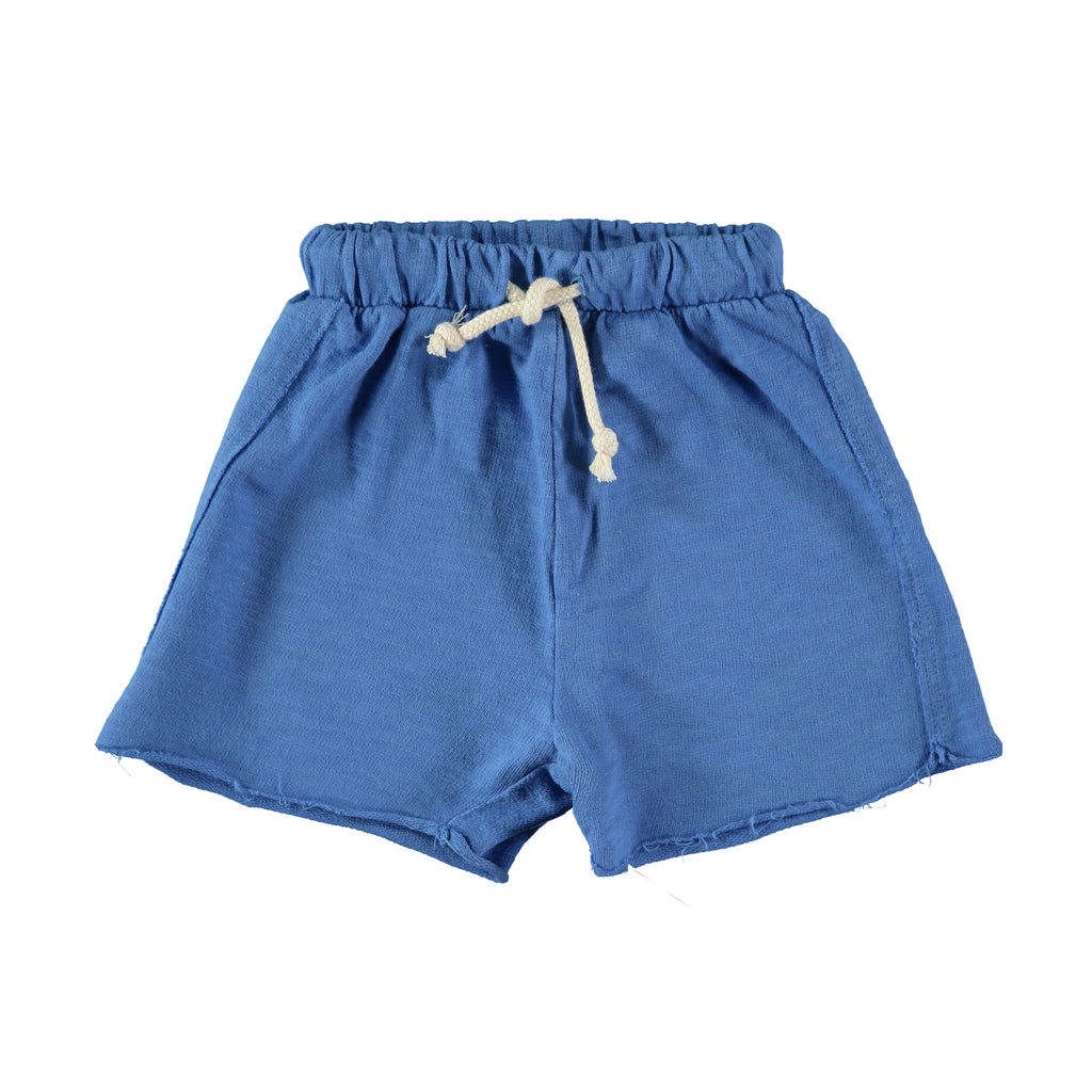 Electric Blue Organic cotton Kids Shorts | elastic waist | raw hem 
