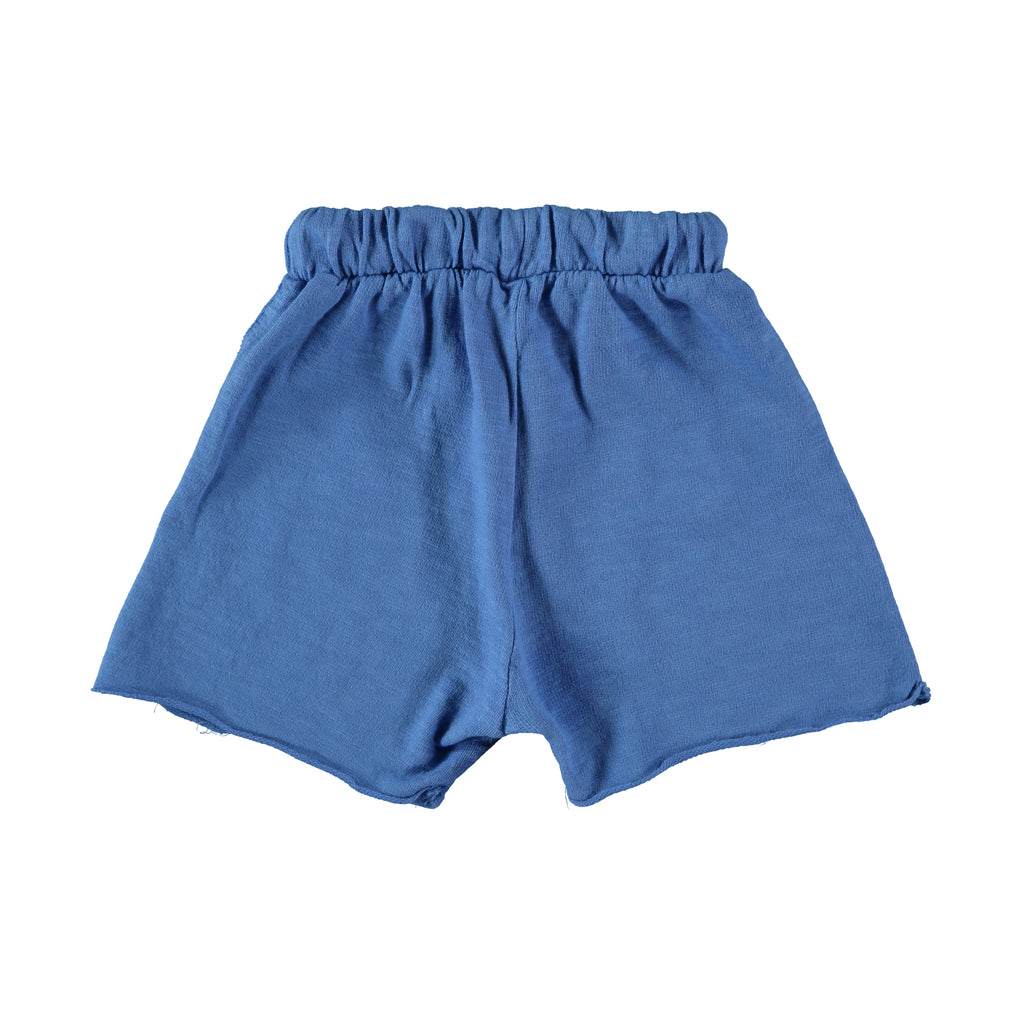 Electric Blue Organic cotton Kids Shorts | elastic waist | raw hem Electric Blue Organic cotton Kids Shorts | elastic waist | raw hem  - back