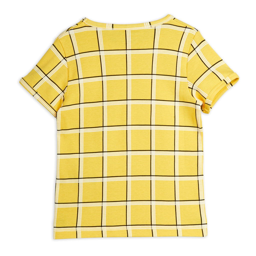 Mini Rodini Kids Check Tee Shirt - Yellow Short Sleeve - back