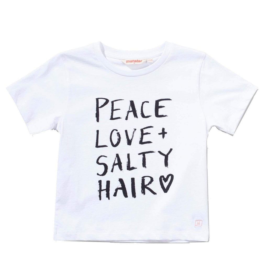 Kids White Tee  Peace, Love & Salty Hair